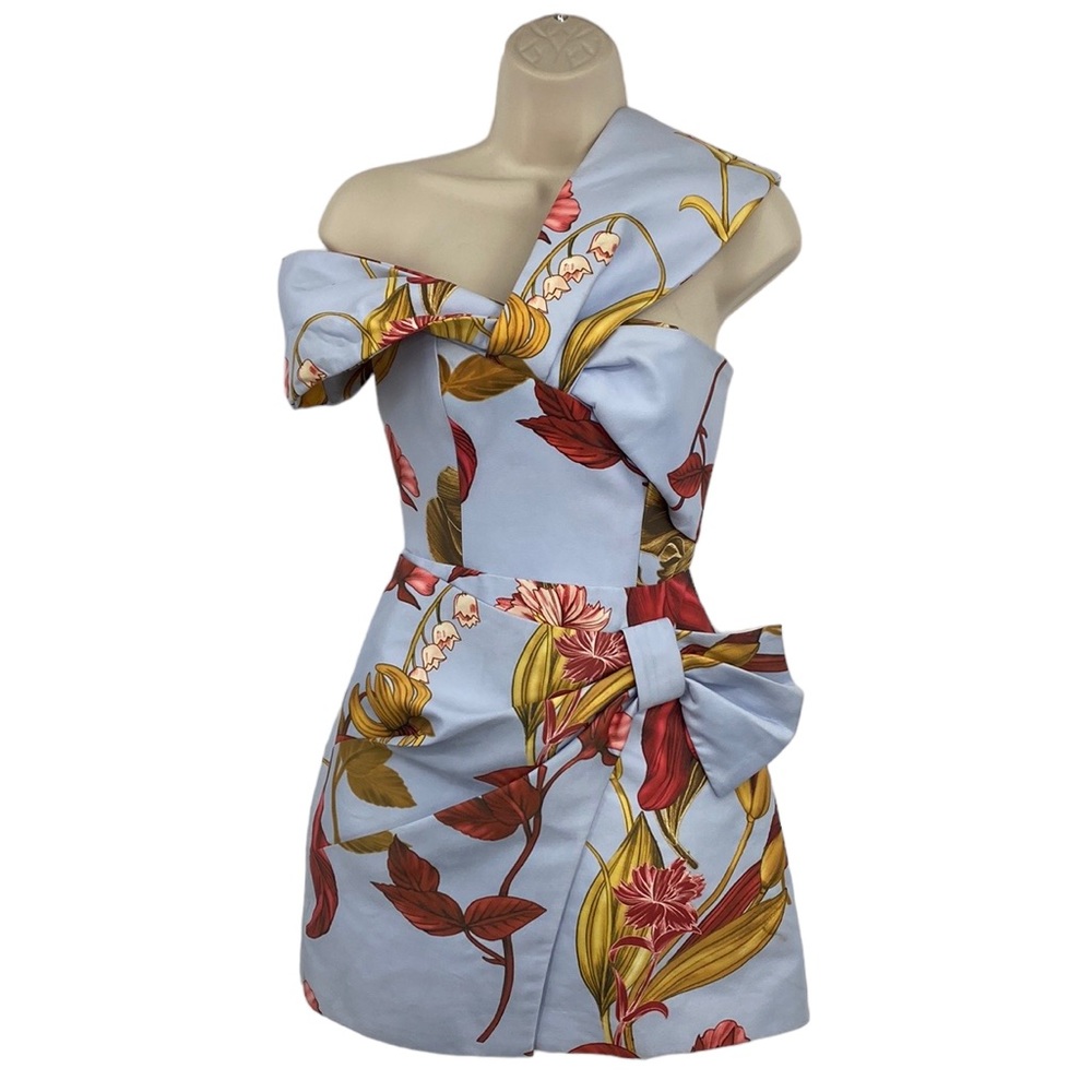 C/Meo Collective Need You Floral Mini Dress Womens Size XS Blue Red Asymmetrical